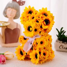 Miniatures Artificial Sunflower Bear Ornament Wedding Birthday Party Decoration