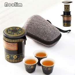 Teaware Sets Portable Travel Tea Set With Storage Bag Ceramic Heat Insulation Pot Office Teacups Kettle Chinese Drinkware