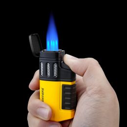 Boxes Cigar Torch Lighter 4 Torch Jet Flame Refillable with Punch Smoking Accessories Tool for Smoking Portable Gas Lighter