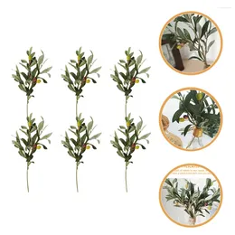 Decorative Flowers 6 Pcs Artificial Olive Branch Plant Household Branches For Vases Faux Tree