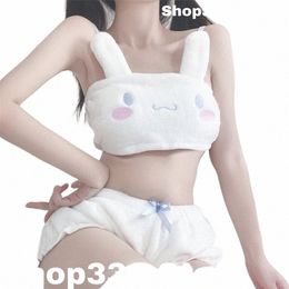 fetish Winter Warm Cute Girl Plush Bear Dr Women Cat Plaid Maid Lolita Unifrom Outfits Costumes Cosplay Suspender Nightwear m0mh#