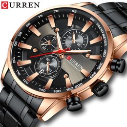 CURREN/CARREN 8351 Trendy Men's Waterproof Six Pin Multi Functional Fashion Steel Band Watch