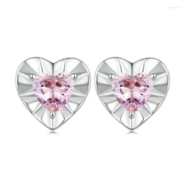 Stud Earrings Self Product 925 Sterling Silver Charms Pink Heart Girls' For Fine Jewellery Making Fit Original Mother's Day Gift