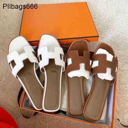 Orans Slippers Womens Sandals Ms Sandal Class Version Family 2024 Summer Pure Handmade Flip Flops Real Leat Have Logo