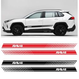 2pcs Car Side Stripe Side Skirt Graphic Car Stickers for RAV4 Vinyl Toyota RAV4 Motorsport Car Decor DIY Auto Accessories