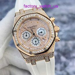 Iconic AP Wristwatch Royal Oak Series 26022OR Full Sky Star with Diamond 18K Rose Gold Material Automatic Mechanical Watch Mens Timing Function