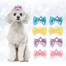 Dog Apparel 20pcs Pet Puppy Crown Hair Bows Rubber Bands Grooming Accessories