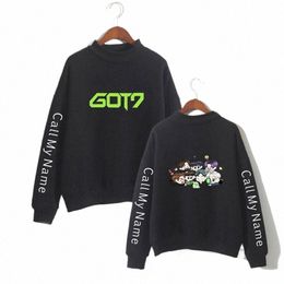 got7 Kpop Print Cute Baby Figure Carto High Collar Hoodies Men Women Capl Sweatshirts Tops Lg Sleeve Hood Hoodie Pullover H1vt#