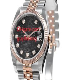 2 Colours Top Quqlity couple watches Men 36mm 116231 Jubilee Diamond Black Pink Dial Rose Gold Stainless Steel bracelet Women Wrist7423910