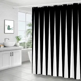 Shower Curtains Geometric Curtain Simple Striped Print Waterproof Polyester Bath For Bathroom Home Decor Modern