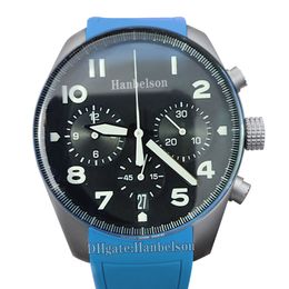 Casual Mens Watch Quartz movement chronograph Wristwatch Ceramic bezel Black leather strap Timepiece Night light dial Black date wheel Clock 43mm