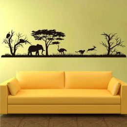 Stickers African Safari Wall Decal Forest Silhouette Vinyl Stickers Home Decor Animal Wall Vinyl Nursery Decor Jungle Safari Africa 3119