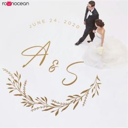 Stickers Custom Initial And Date Wedding Dance Floor wall sticker Vinyl Decal Wedding room Decoration Floor Decal Removable Poster WE39