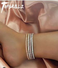 Anklets TOPGRILLZ Womens Bracelet 3mm Row Tennis Cubic Zirconia Bracelet Necklace Hip Hop Fashion Charm Jewelry Gift AdjustableL2403