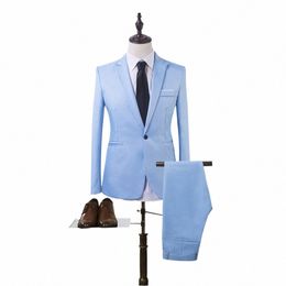 mens Formal Blazer Jacket Coat Pants Outfit Slim Busin Suit Tuxedos Party Wedding Best Man Costumes Solid Butt Coat Trouser X3FY#