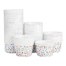 Disposable Cups Straws 100pcs Polka Dot Paper Treat Dessert Bowls For Sundae Cake Ice Cream Festive Party Supplies