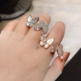 High version fritillary stones butterfly ring three-dimensional light luxury index ring female personality fashion niche internet 146P