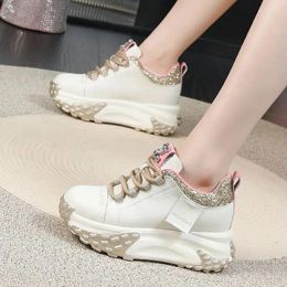Casual Shoes Women 's Wedge 7CM Platform Sneakers Thick Bottom Lace Up Flat Footwear Size 34-40