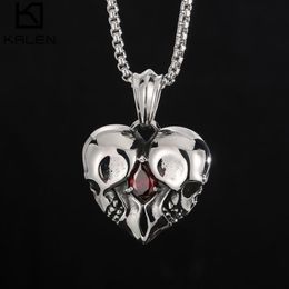 Pendant Necklaces Mens Stainless Steel Necklace Fangs Skull Mask Retro Gothic Punk Style Monster Jewellery GiftPendant239Z
