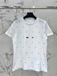 Free Shipping 2024 Black/ White /Pink O Neck Short Sleeves Dot Print Women T Shirts Designer Short Women Tops 32812
