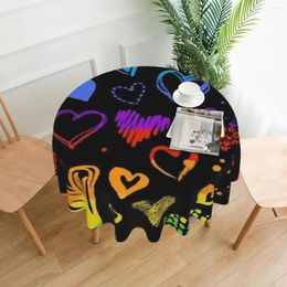 Table Cloth Valentine's Day Round Tablecloth Graffiti Heart Custom Cover For Wedding Birthday Party Elegant Protection