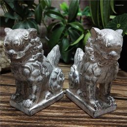 Decorative Figurines 2Pcs Fu Foo Dogs Lions Statue Sculpture Zen Home Garden Decoration Stone Buddha Feng Shui Landscape Ornament