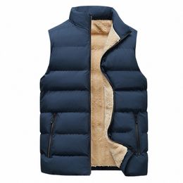 mens Vest Jacket Warm Sleevel Jackets Winter Zipper Coat Autumn Stand-up Collar Casual Fleece Waistcoat Brand Clothing 778B#