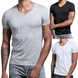 men's Short Sleeve Premium Solid Cott V Neck T Shirts Men Tee T Shirt Pack Men e4Ia#