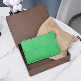 Wallets Men's Card Holder Luxury Brand Mini Wallet 100% Cowhide Woven CardHolder Fashion Women's Bank Card Case Black Si303n