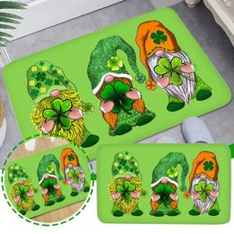 Carpets St. Patrick's Day Doormats Irish Gnomes Shamrock Green Floor Mat Polyester Rectangle Anti-slip Home Decor