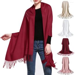 Scarves Women Winter Scarf Tassel Solid Color Wide Long Warm Thick Decorative Sunshade Shoulder Neck Protection Lady Prom Party Shawl