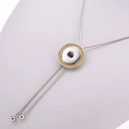 Chains Fashion Trendy Round Golden Pattern Pendant Snap Necklace 70cm Adjustable Fit 18MM Buttons Jewellery Wholesale DJ0124