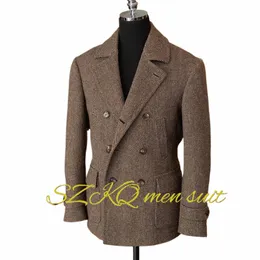 Blazer masculino retrô herringbe jaqueta formal jaqueta dupla breasted fiável terno masculino XS-5XL i581 #