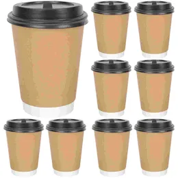 Disposable Cups Straws 100 Pcs Portable Espresso Cup Reusable Coffee With Lids Paper Practical Juice