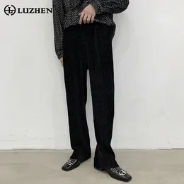 Men's Pants LUZHEN High Quality Pleated Wide Leg Casual Elegant Stripe Versatile Fashion Loose Trousers LZ1272