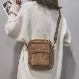 Bag Women Canvas Flap Preppy Style Student Shoulder Messenger Small Corduroy Casual Satchel Travel Purse Handbag