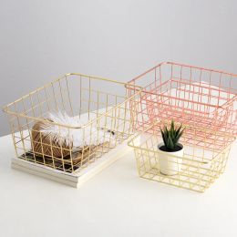 Baskets Fruit Storage Basket Golden Tabletop Stationery Snack Organise Rack Office Supplies Desk Decoration