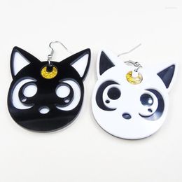 Dangle Earrings Cartoon Harajuku Anime Moon Black Cat Lovely Cosplay Drop Acrylic Jewellery For Women Fashion217z