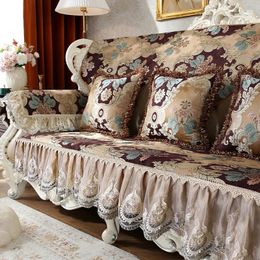 Chair Covers European Lace Edge Sofa Cover Jacquard Chenille Fabric Couch Cushion Home Living Room Anti-slip Four Seasons Universal