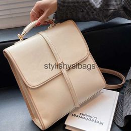 Backpack Style Shoulder Bags Pure Color High Quality PU Leather Womens Backpack 2023 Fashion Designer Simple Girl School Ladies Leisure Travel Backpacks H240328