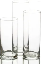 Vases Glass Cylinder 3 Pack. 7.5" | 9" 10.5" Heights. Perfect Wedding Event Home Decor