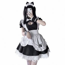 women Maid Outfit Anime Black and White Apr Dr Lolita Dres Cafe Costume Cosplay Costume Japanese Maid Servant Uniform p8bu#