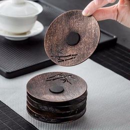 Cups Saucers Creative Teacup Mat Insulation Pot Japanese Style Tea Ceremony Set Accessories Retro Bronze The Saucer Round Coasters