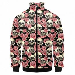 lcfa Men 3d Print Pink Rose Skull Zip Jacket Custom Logo Oversized Fi Outwear Sublimati Zipper Streetwear Dropship X4ct#