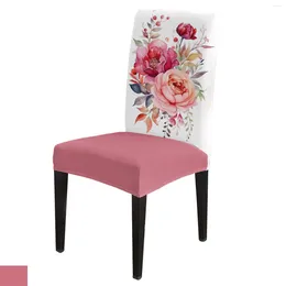Chair Covers Peony Flower Leaves Cover Set Kitchen Dining Stretch Spandex Seat Slipcover For Banquet Wedding Party