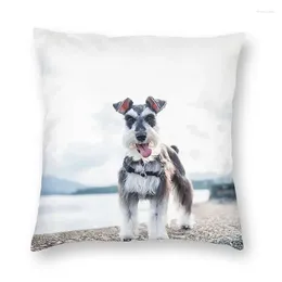 Pillow Miniature Schnauzer Dog Cover 40x40 Decoration Print Pet Puppy Throw Case For Sofa Two Side