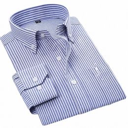 good Quality Brand New Cott Oxford Man Striped Dr Shirt Solid Men Spring Casual Shirts Male Camisa Masculina Top B27E#