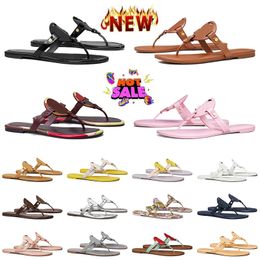 Top Quality MillerTorys burchslides Designer Sandals Lady Soft Beach Tory Sandal Luxury OG Original Womens Leather Slides Flip Flops Black White Yellow Slippers