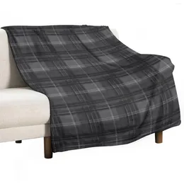Blankets Modern Dark Grey And Black Tartan Throw Blanket For Bed Custom Softest