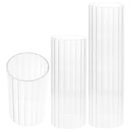 Candle Holders 3 Pcs Windproof Glass Holder Home Decor Desktop Shades Supply Chimney Clear Sleeve Transparent Cover